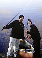 Brother and sister Mike and Alison Lima ready to head out on Lake Wallace for some spring catch-and-release bass fishing