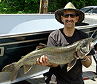 He did it again!  Donald Gagnon (pictured above with son Steve) caught this 17 pound lake trout just weeks after catching the laker pictured above. He caught it at First Connecticut Lake in neighboring Pittsburg, NH (Click for larger image