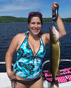 Kelly Heminger with a big Lake Wallace Pickeral (Click for larger image.)