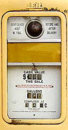 Old gas pump located outside the Main Lodge - The price reads: 34 cents per gallon