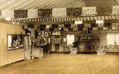 A postcard postmaked in 1936 reads: Marshall's Tavern, Lake Wallis, VT