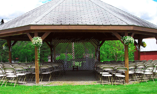 The Jackson's Lodge Gazebo set up for a Vermont outdoor wedding ceremony